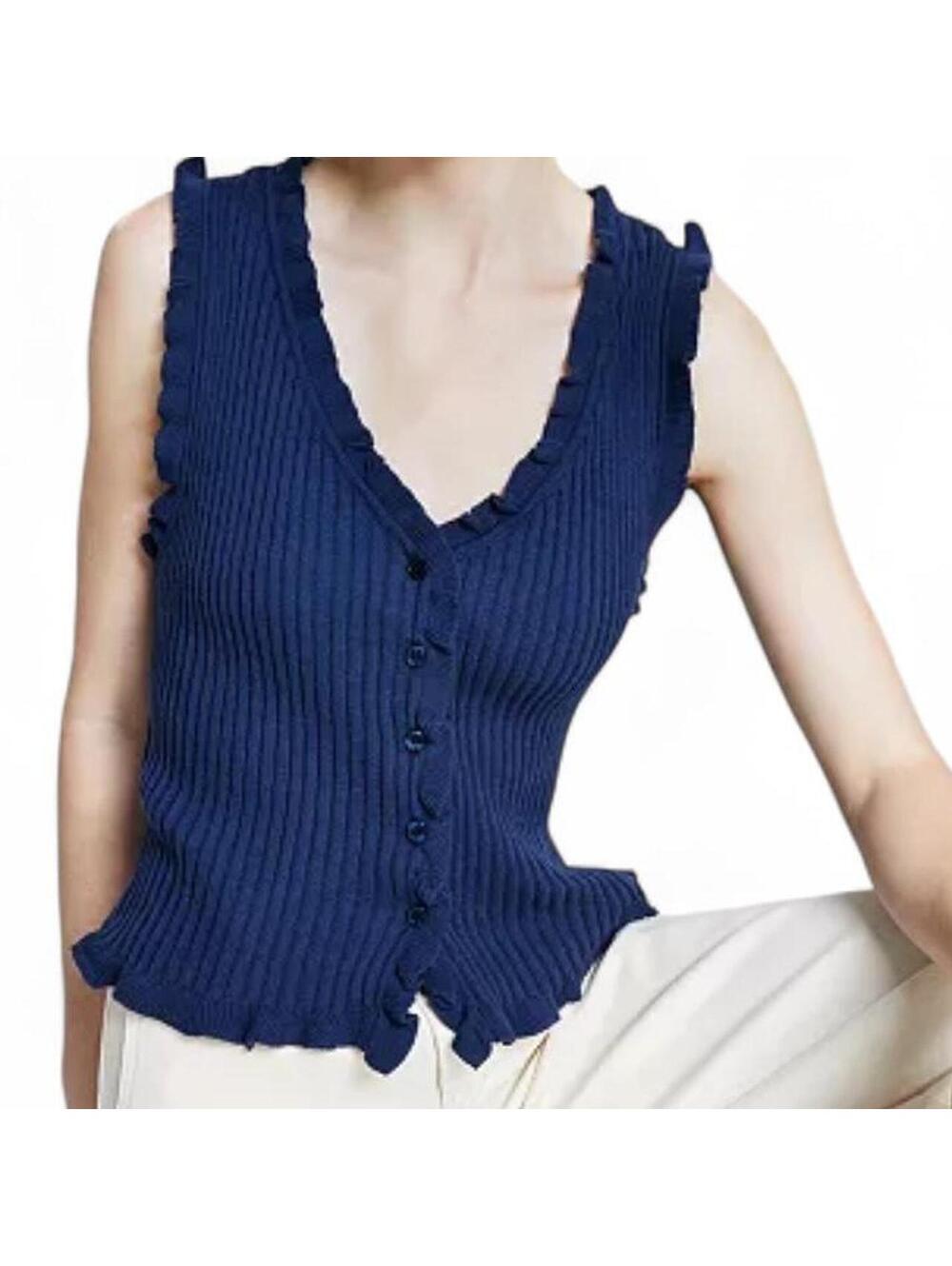 And Now This Ruffle Button-Up Sweater Vest - size Small